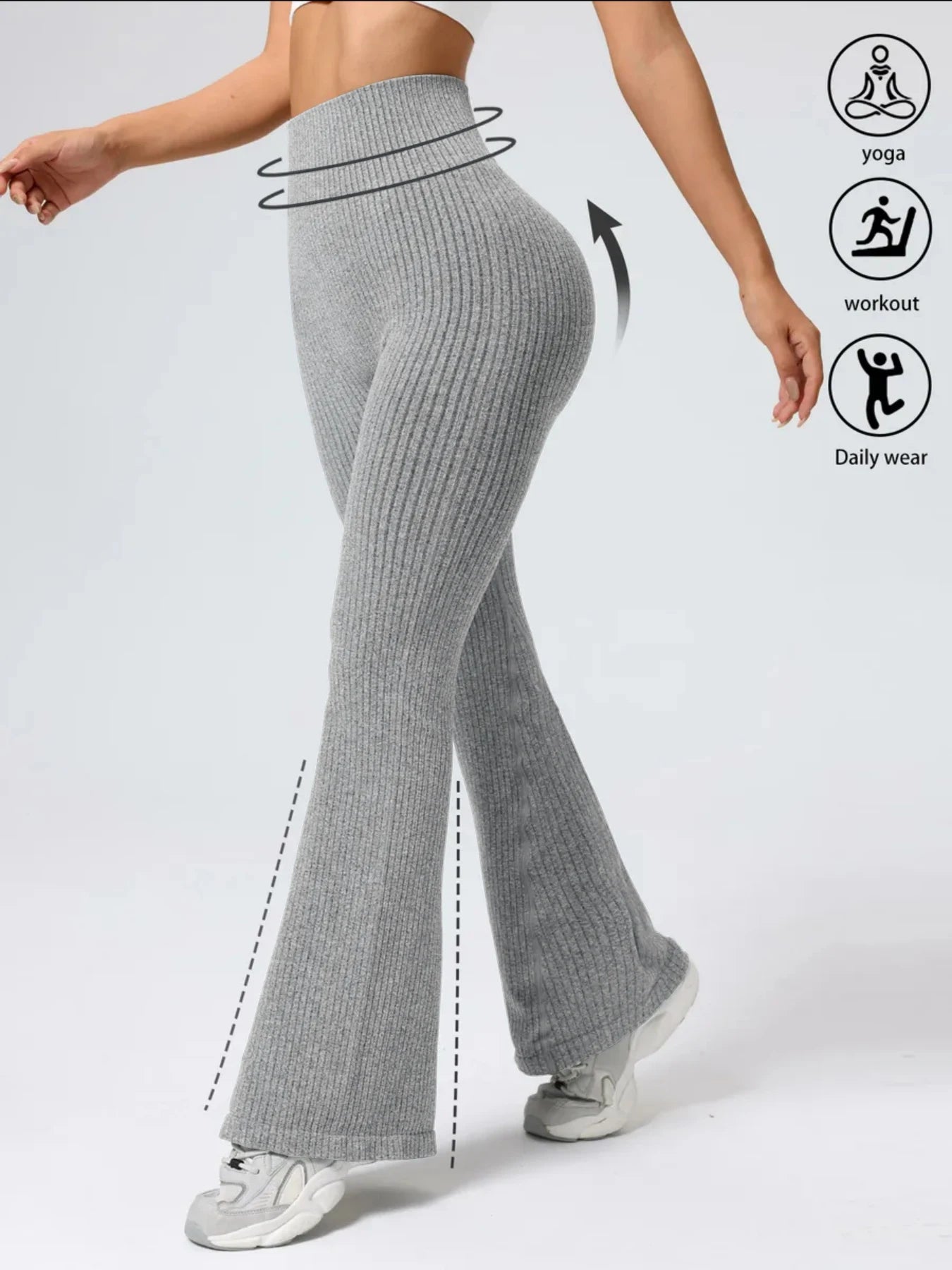 Women's Ribbed Flared Workout Pants