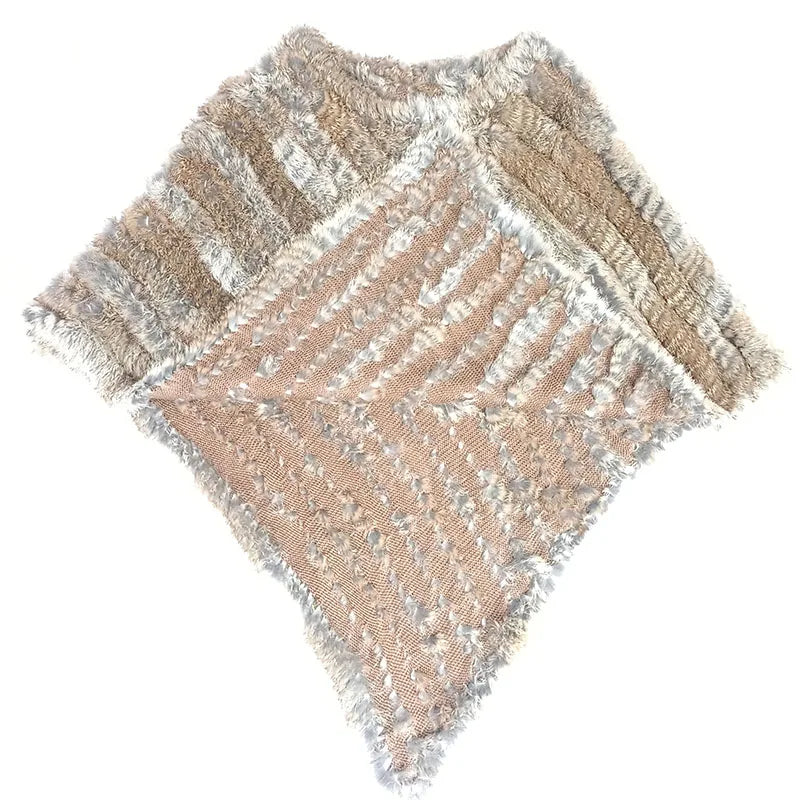 Textured Pointed Hem Poncho for Layering over Outfits