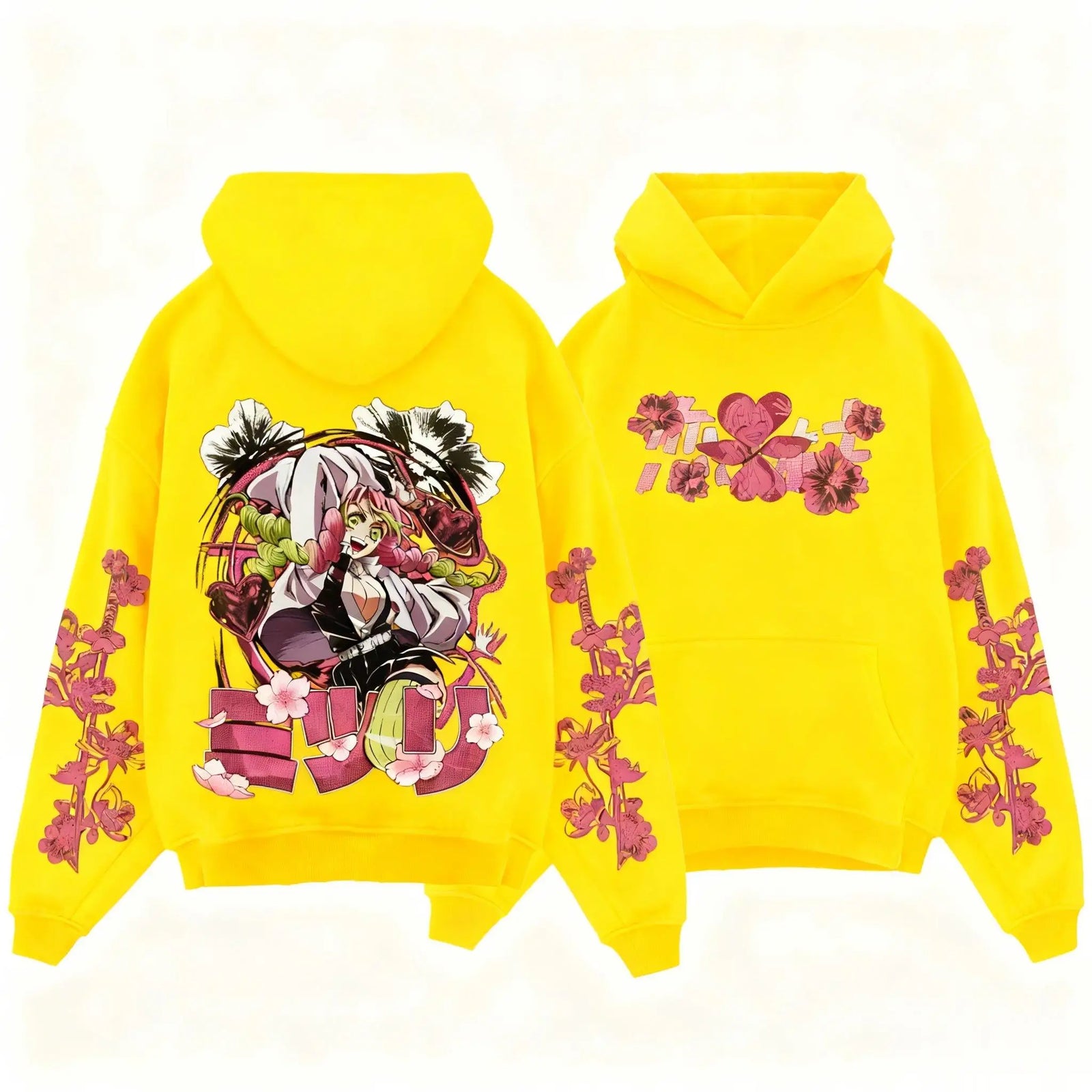 Demon Slayer Kanroji Mitsuri Hoodie Anime Pullover Sweatshirt Men Women Cosplay Graphic Streetwear