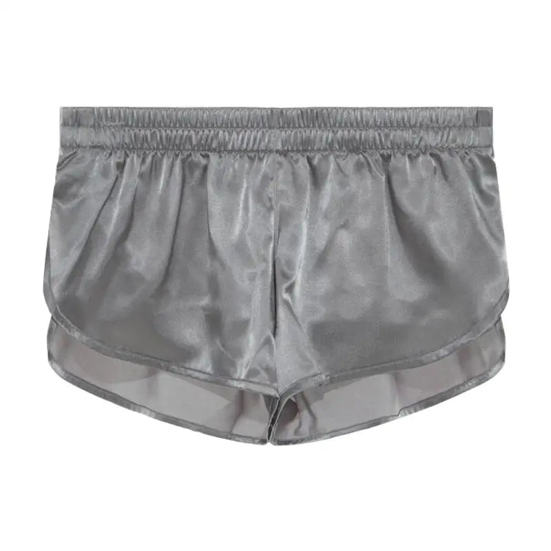 Men's Satin Look Split Hem Elastic Waist Sleep Shorts