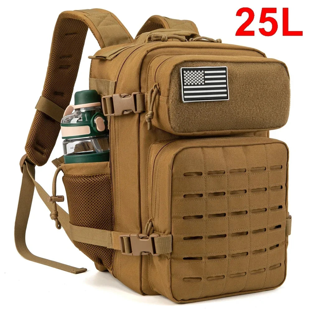 Tactical Backpack with Front Webbing and Separate Size-Labelled Colour Options
