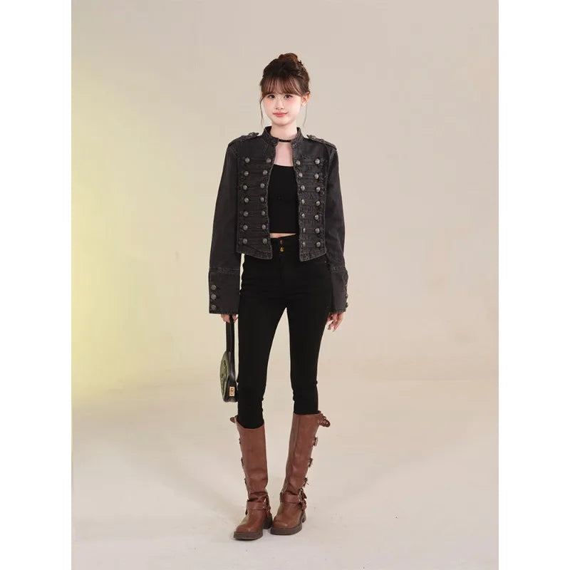 Women's Denim-Look Button-Front Jacket
