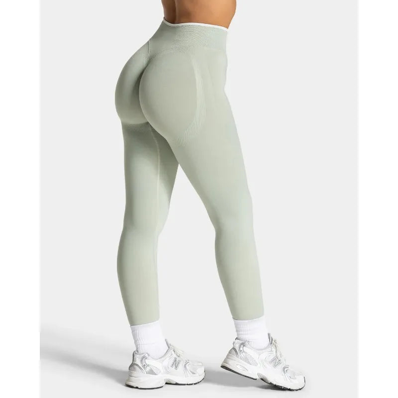 Women's High-Waist Contrast-Trim Stretch Ankle-Length Yoga Leggings