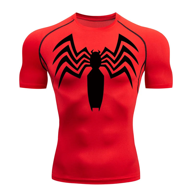 Spider Graphic Compression Short Sleeve T-shirt For Sports Outfits