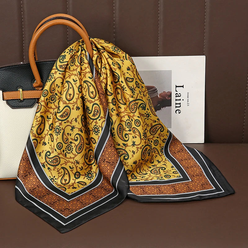 Printed Square Scarf with Floral and Graphic Pattern Options