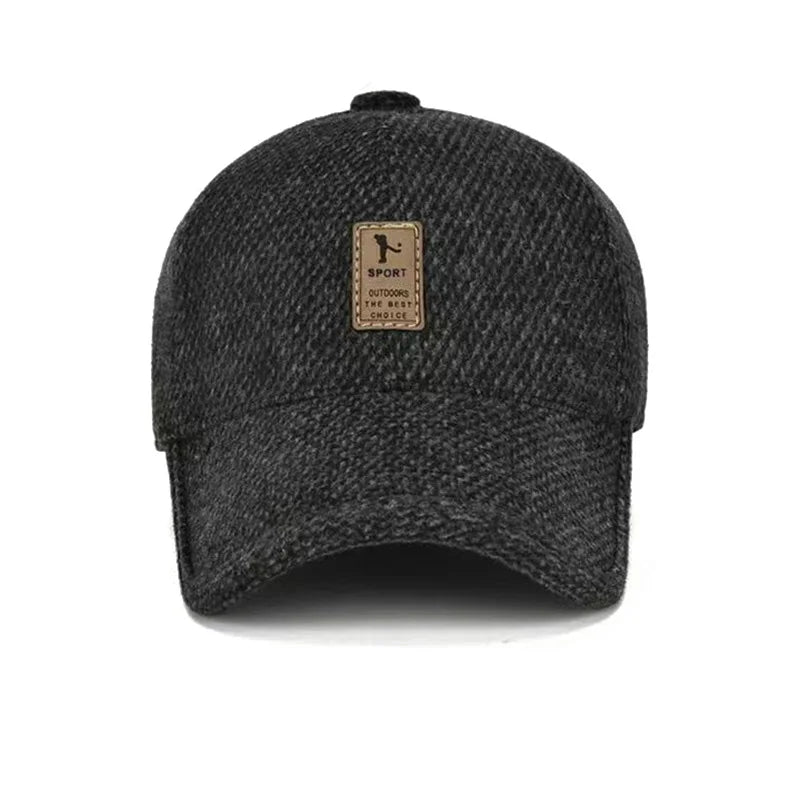 Textured Baseball Cap with Fold Down Ear Cover Panels
