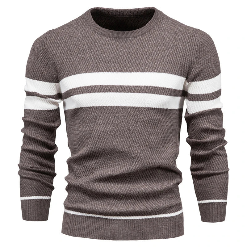 Men's Double Stripe Crew Neck Knit Sweater