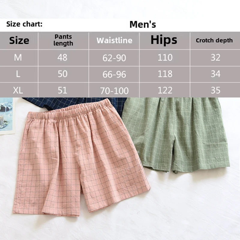 Men's Grid Check Drawstring Waist Short Lounge Pajama Shorts