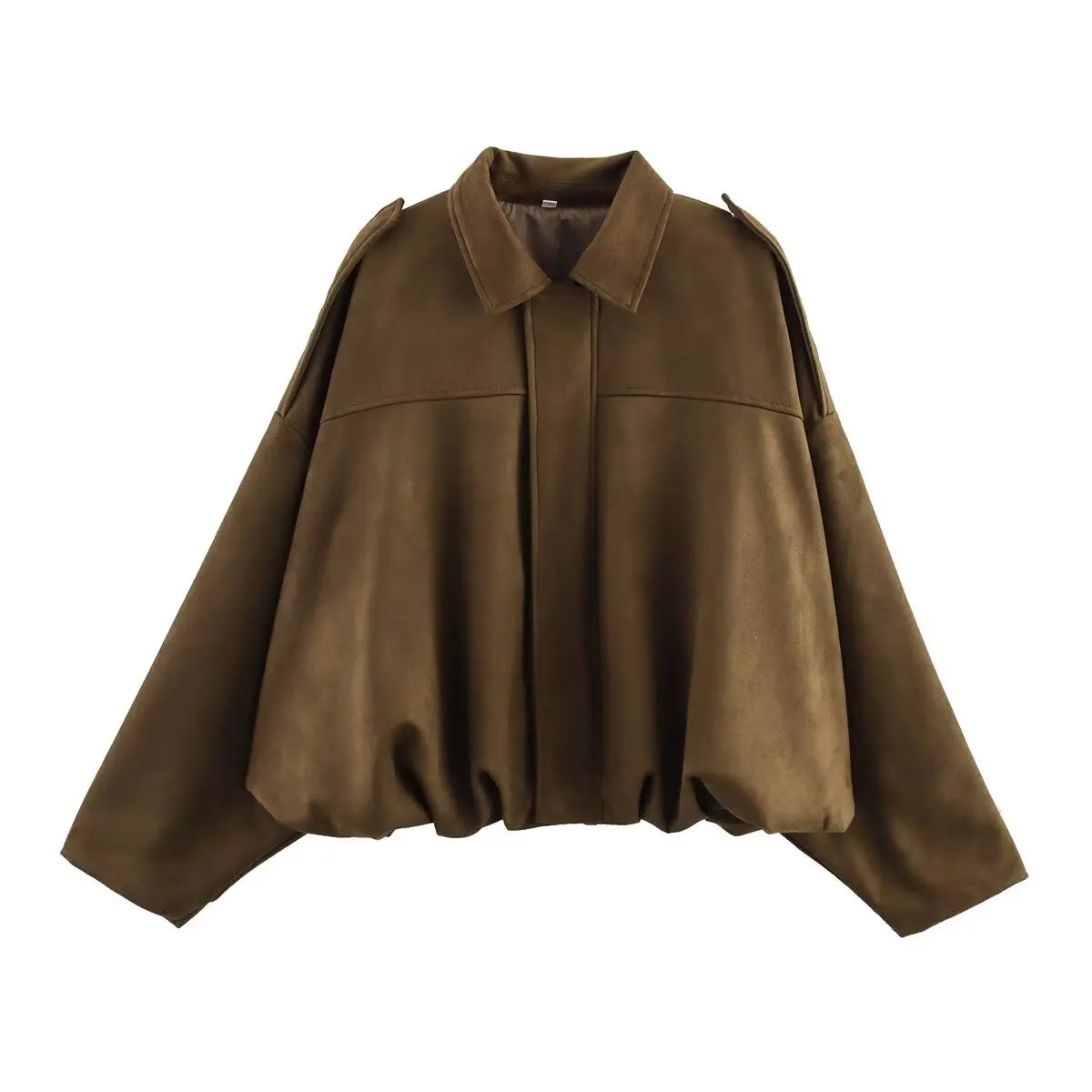 Women's Suede-Look Zip-Front Bomber Jacket
