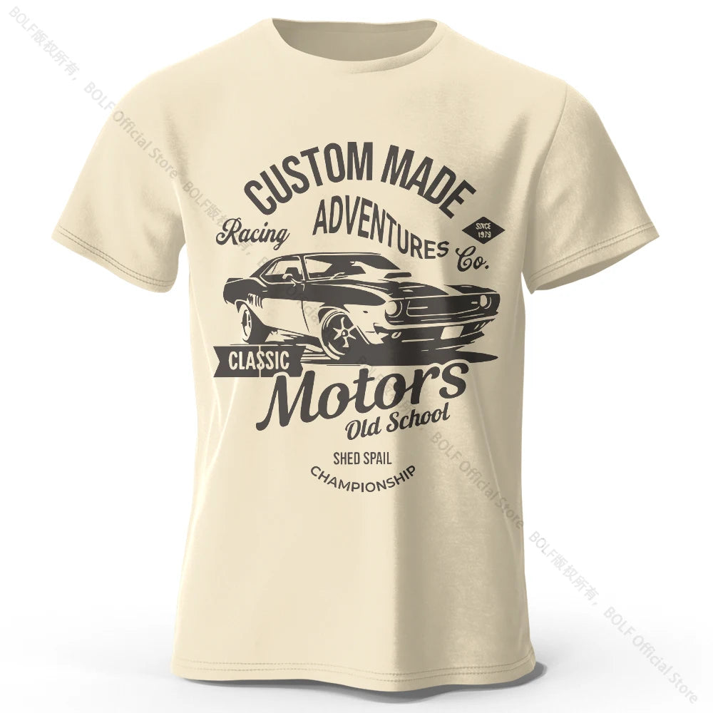 Men's Cotton Motors Graphic Short-Sleeve Oversized T-Shirt