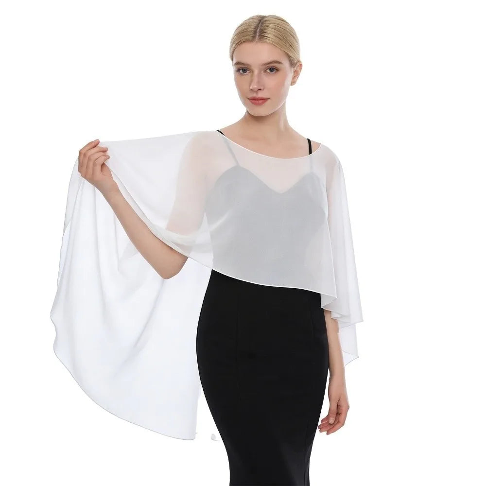 Sheer Batwing Drape Cape for Layering over Outfits