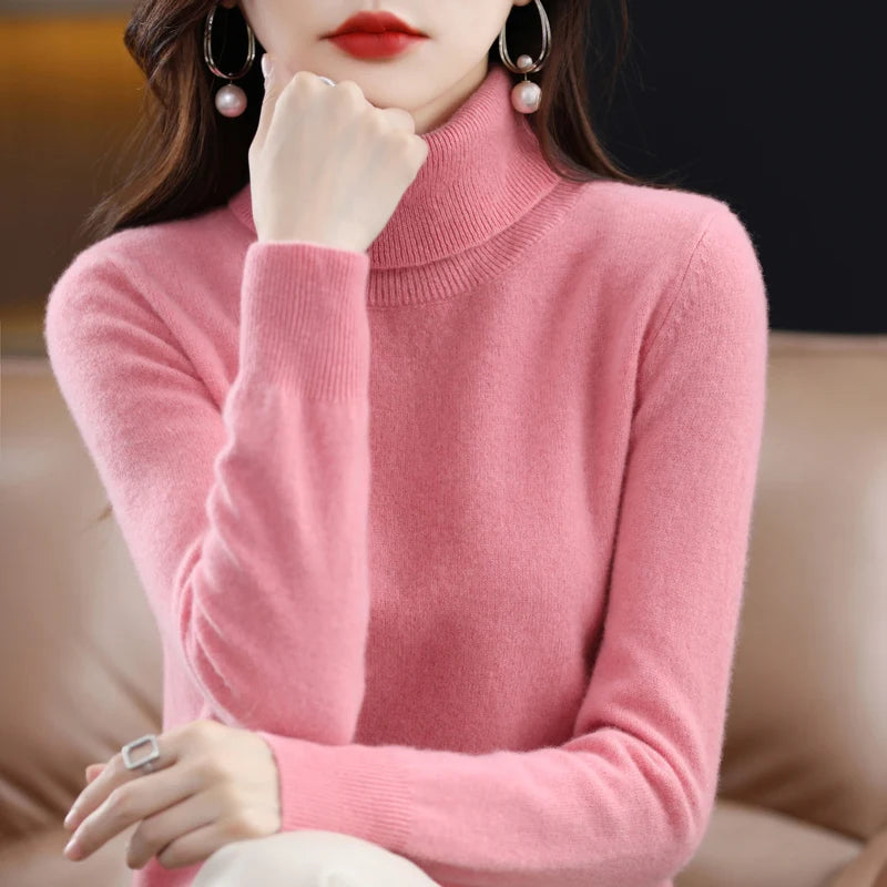 Women's Mock Neck Long Sleeve Sweater Casual Knit Layer