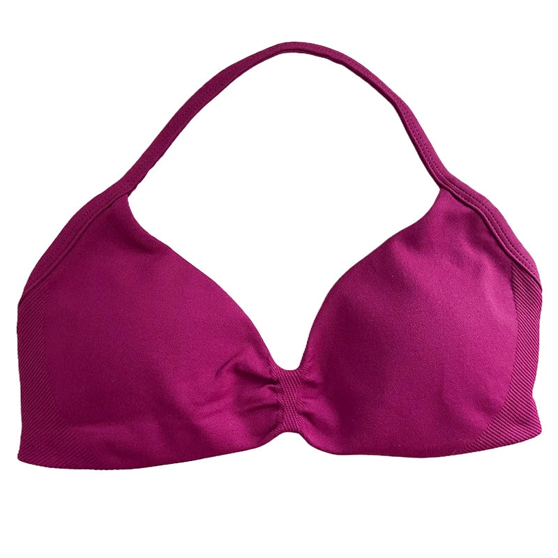 Women's Ruched Halter Neck Sports Bra