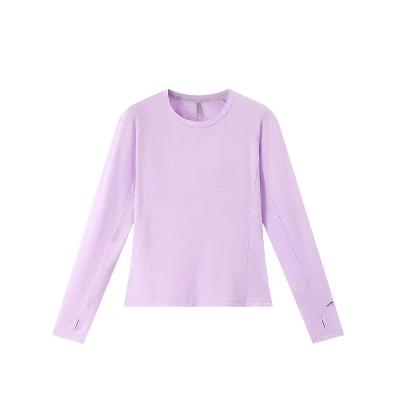Crew Neck Long Sleeve Wool Blend Hiking Base Layer Shirt