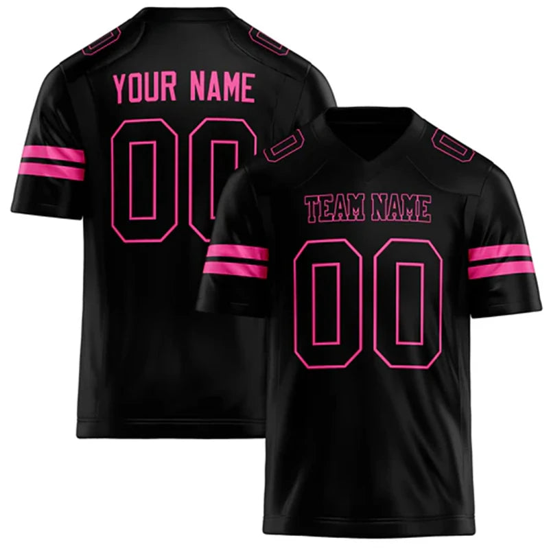 Black Number Football Short Sleeve Jersey For Sports Outfits
