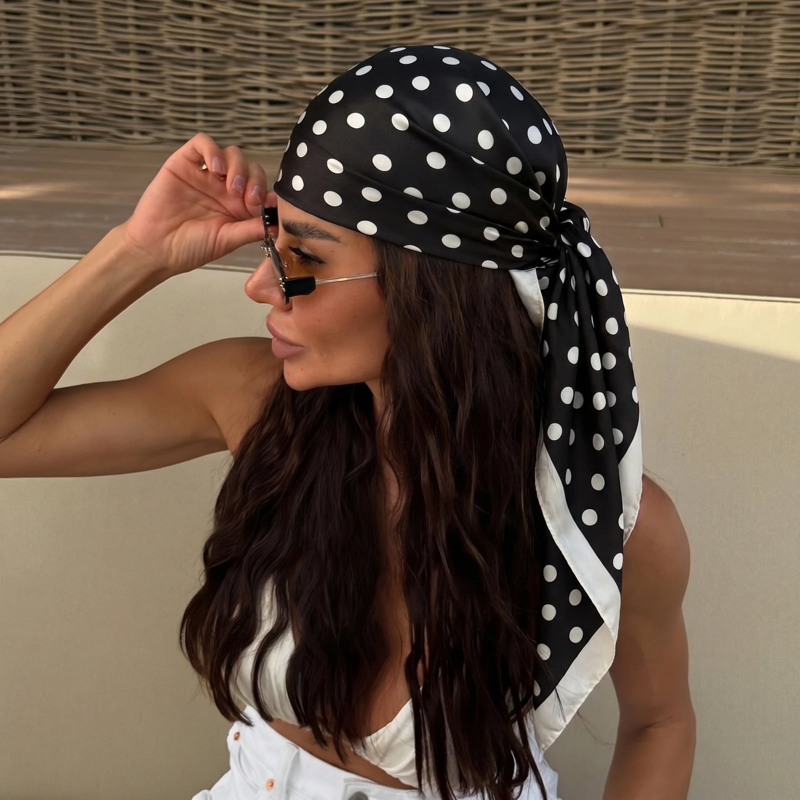 Polka Dot Square Scarf for Hair and Neck Styling