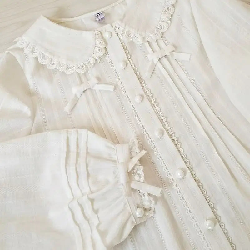 Women's Peter Pan Collar Ruffled Long Sleeve Blouse