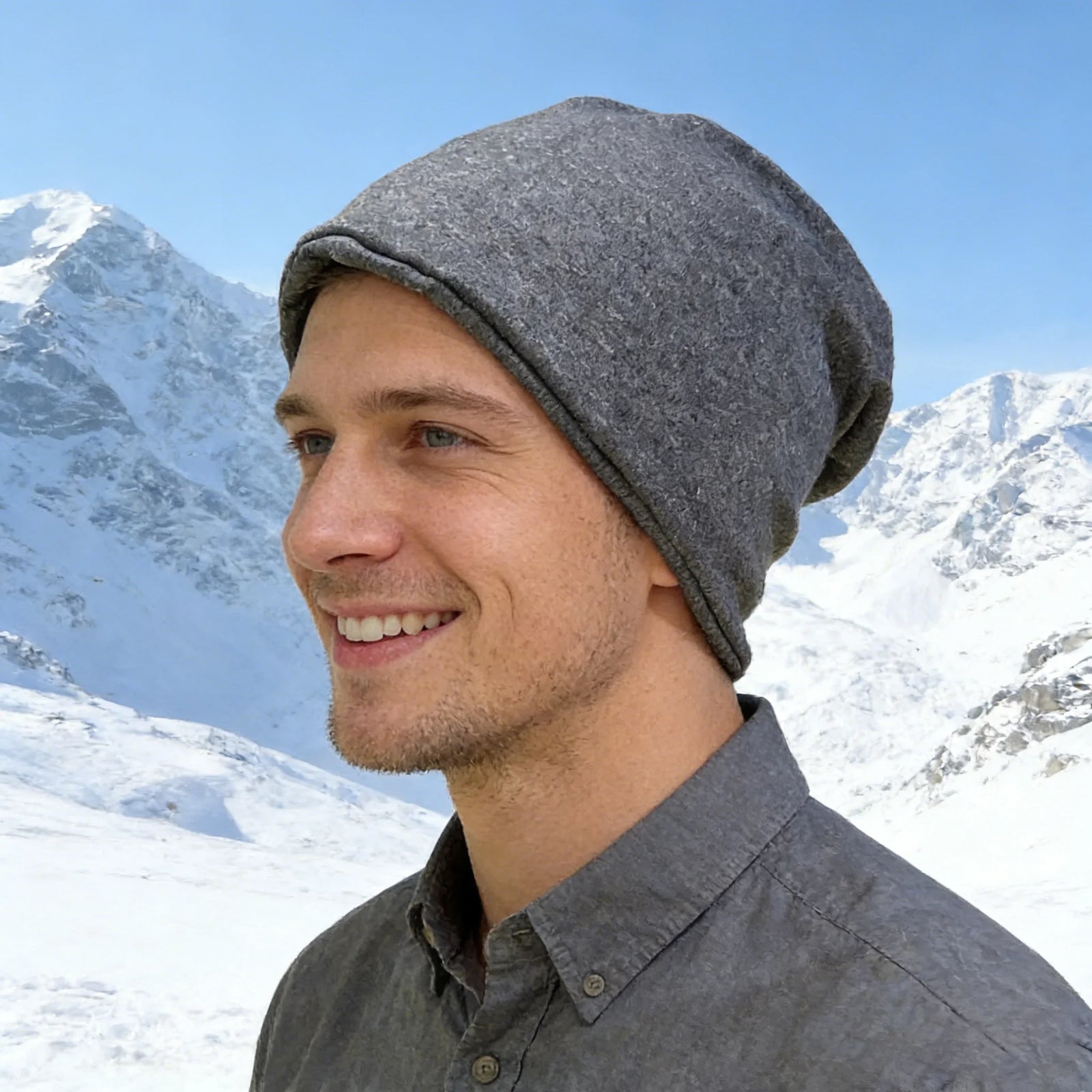 Solid Slouchy Knit Beanie with Soft Drape Shape