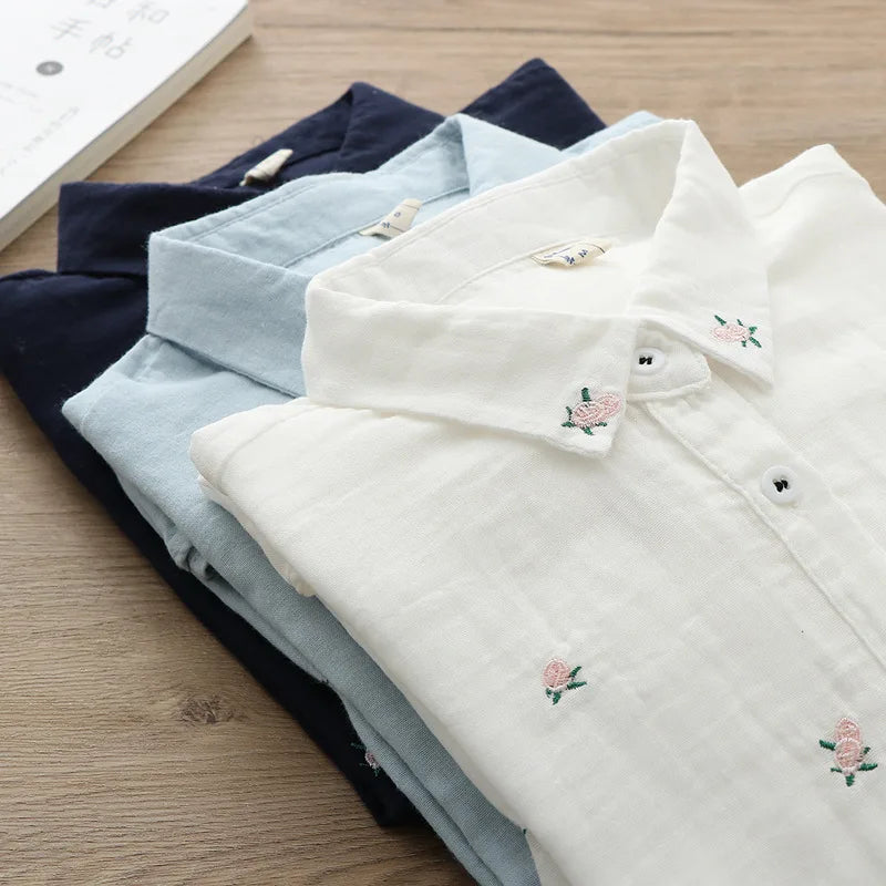 Women's Floral Collared Long Sleeve Shirt