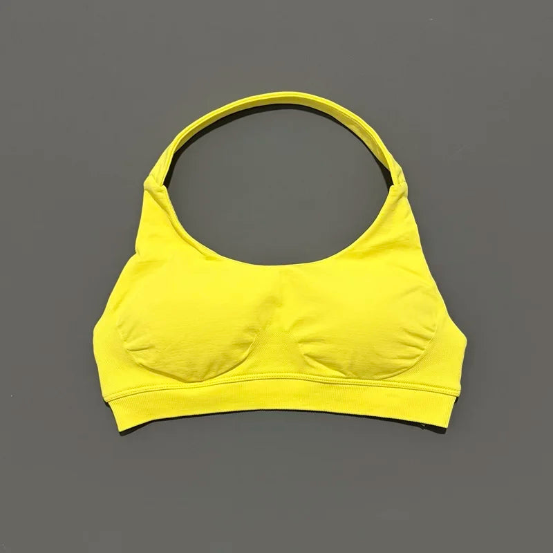 Women's Ruched Halter Neck Sports Bra