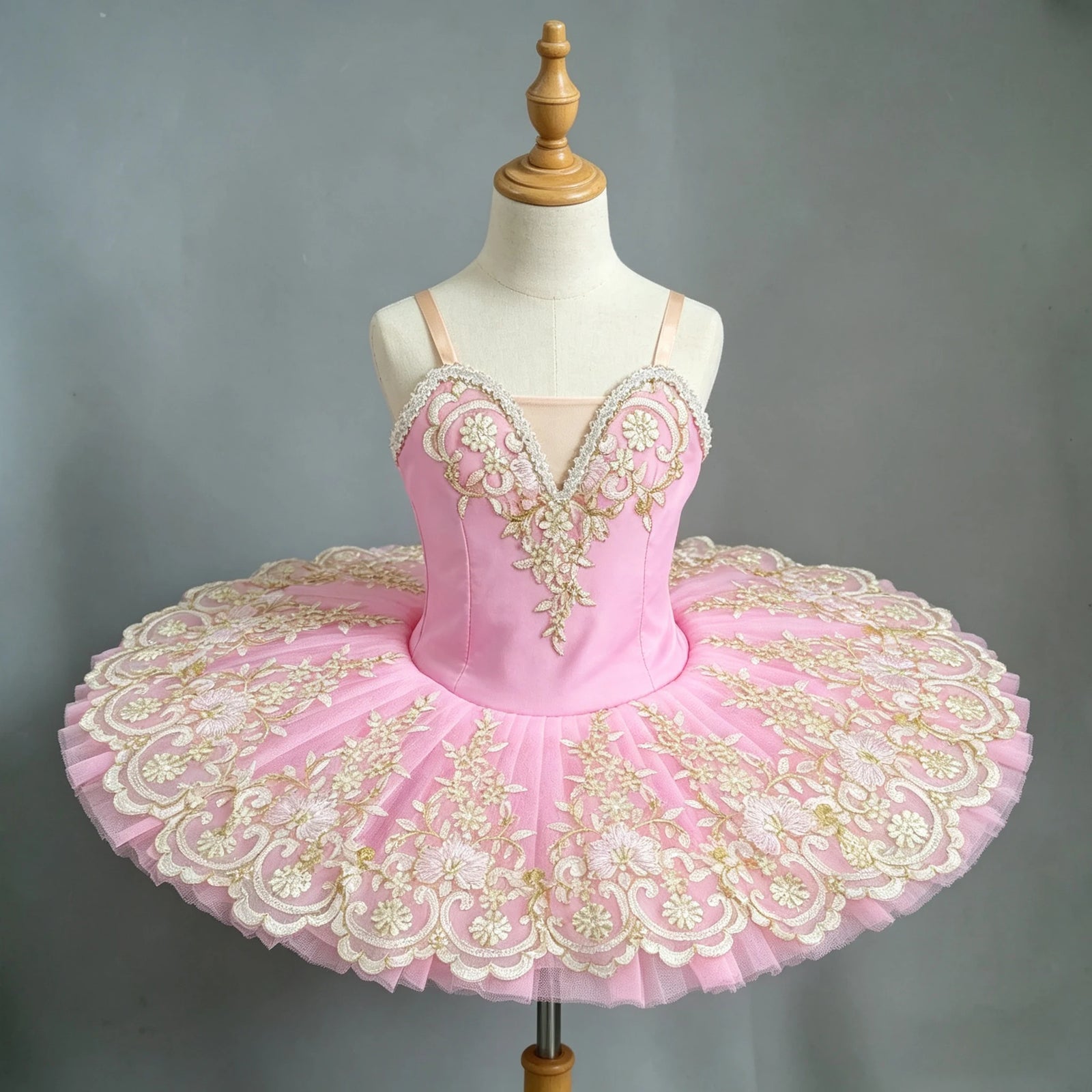 Girls' Pancake Ballet Tutu Dress with Decorated Bodice and Height-Based Sizes