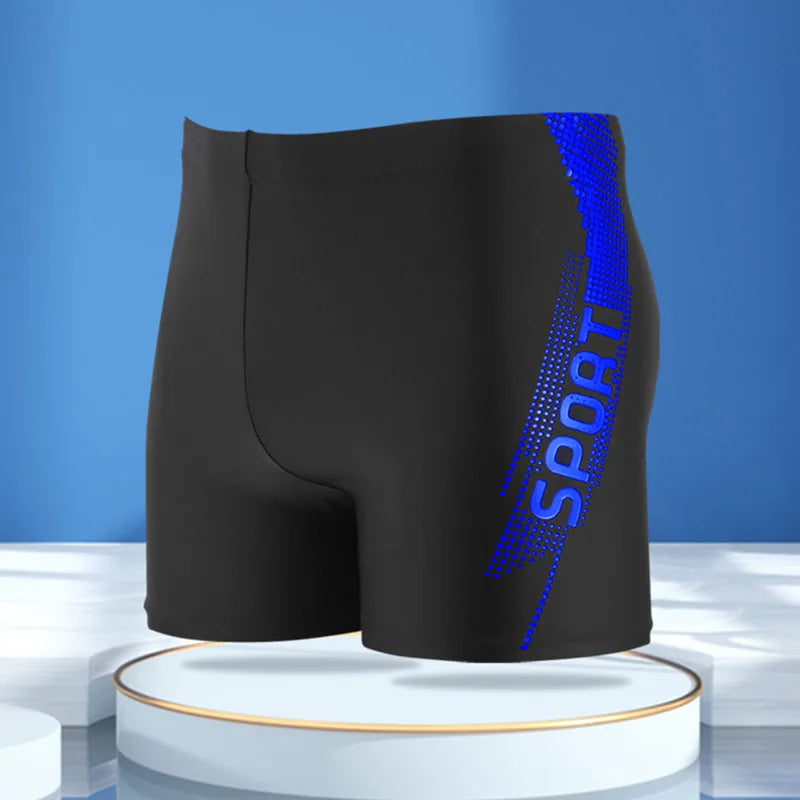Men's Swim Shorts with Sport Print and Drawstring for Beach and Pool Wear