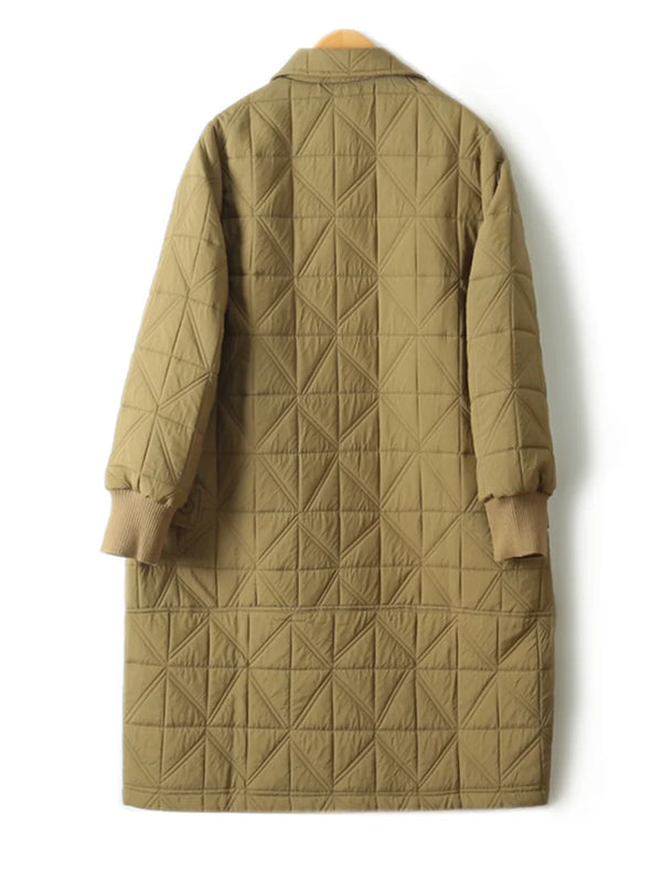 Casual Quilted Winter Coat For Women Single Breasted Irregular Mid Length A Line Long Sleeved Cotton Jackets Woman 4XL