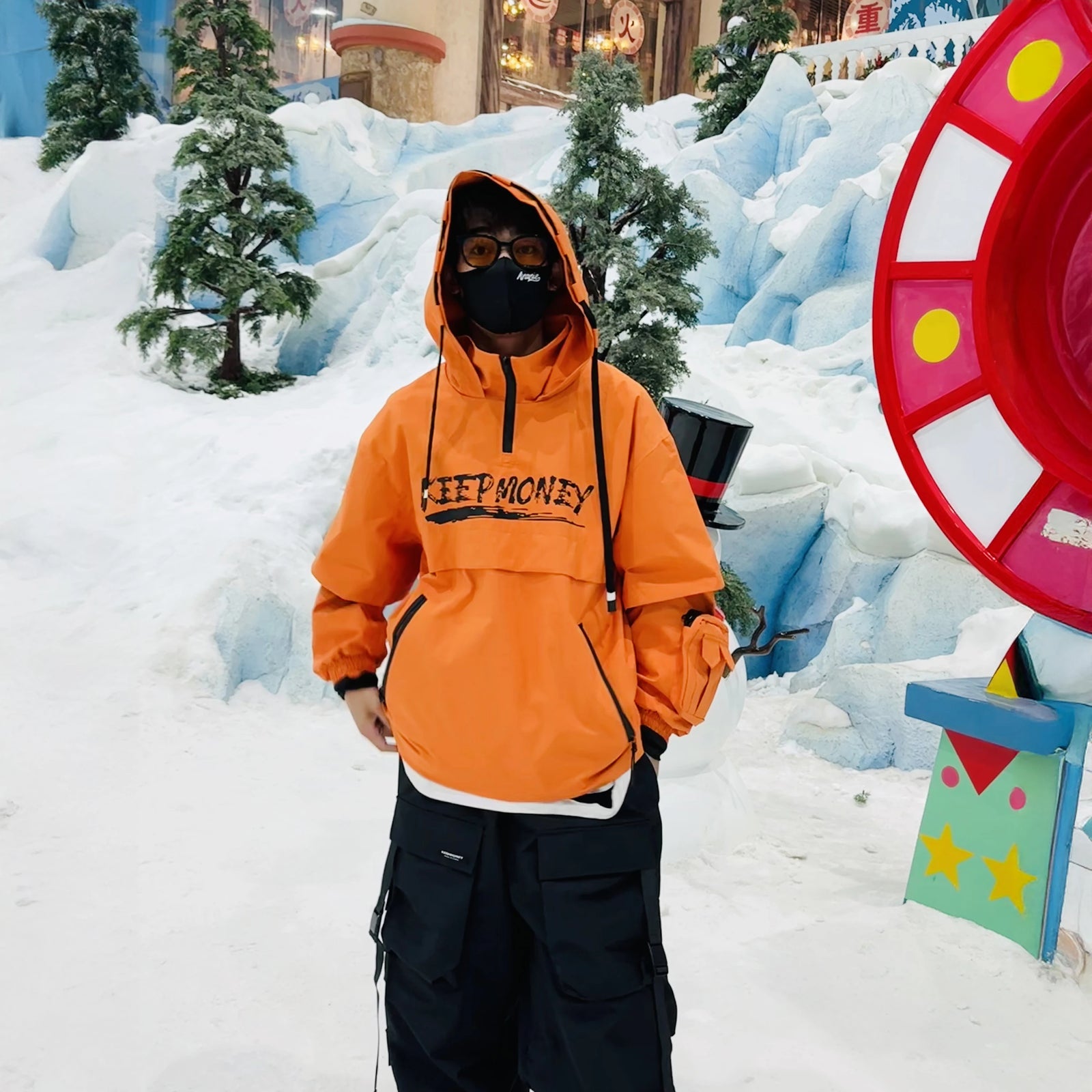 Hooded Ski Jacket and Pants Clothing Set with Style Options