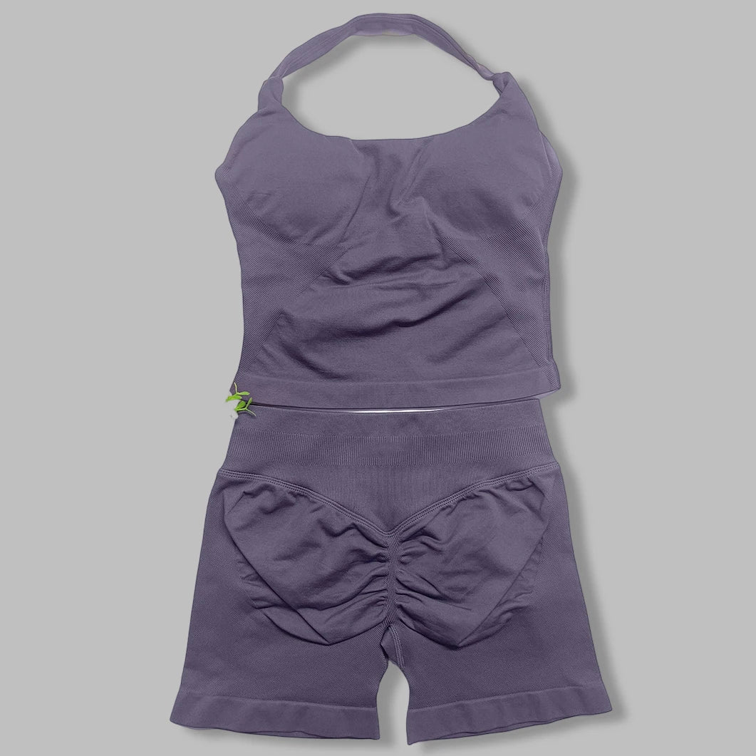 Women's Halter Tank And Shorts Yoga Set For Workout Outfits