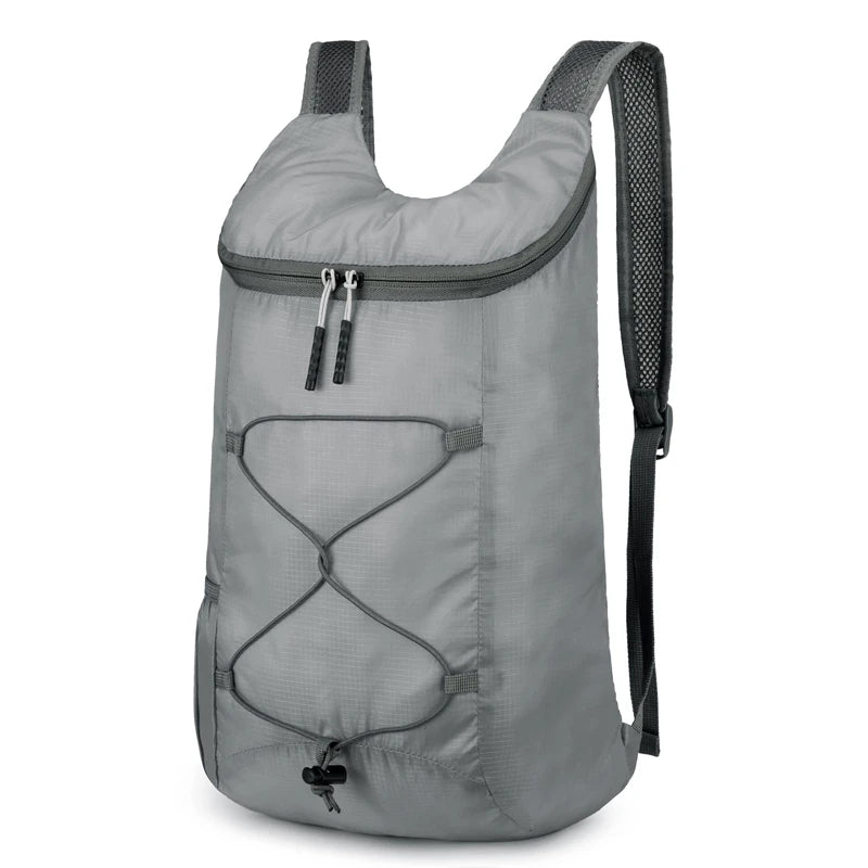 Foldable Travel Backpack with Front Cord Detail and Side Pockets