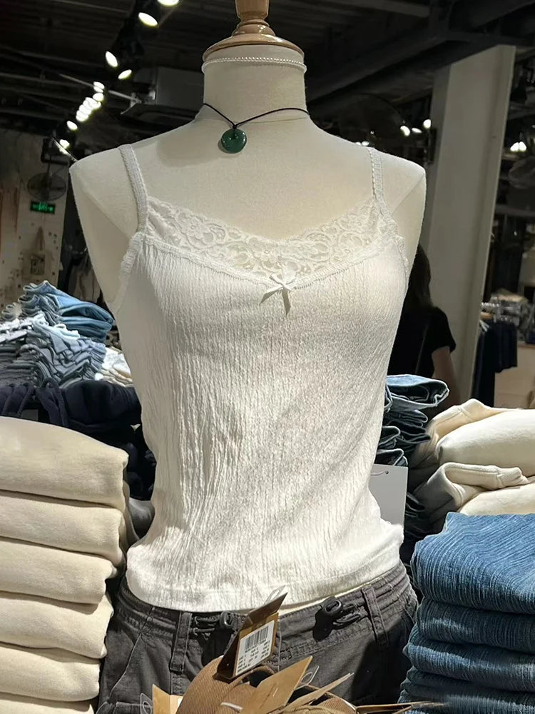 Women's Cotton Camisole and Bandeau Tops with Lace and Ruched Style Options