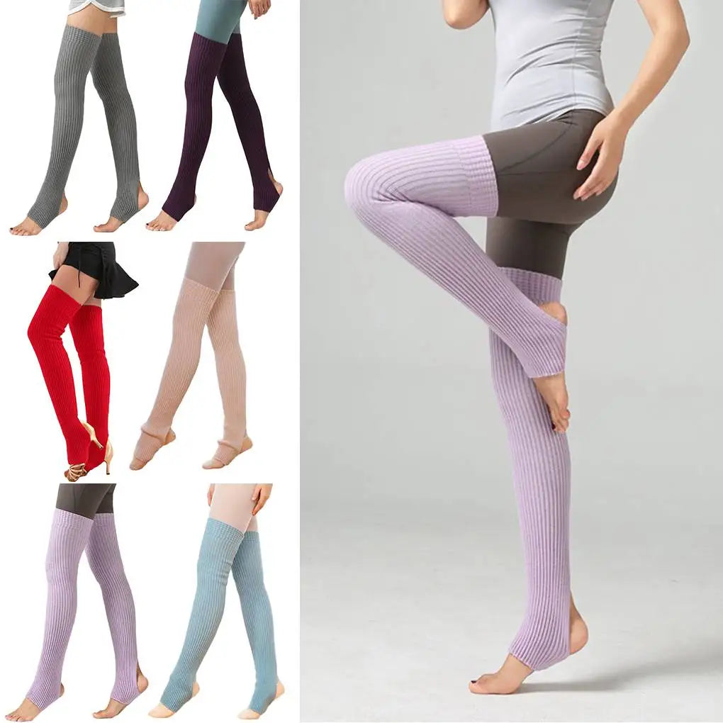 Long Ribbed Leg Warmers with Stirrup Foot Openings
