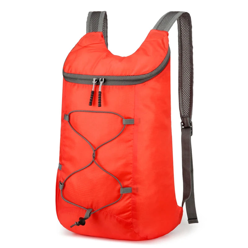 Foldable Travel Backpack with Front Cord Detail and Side Pockets