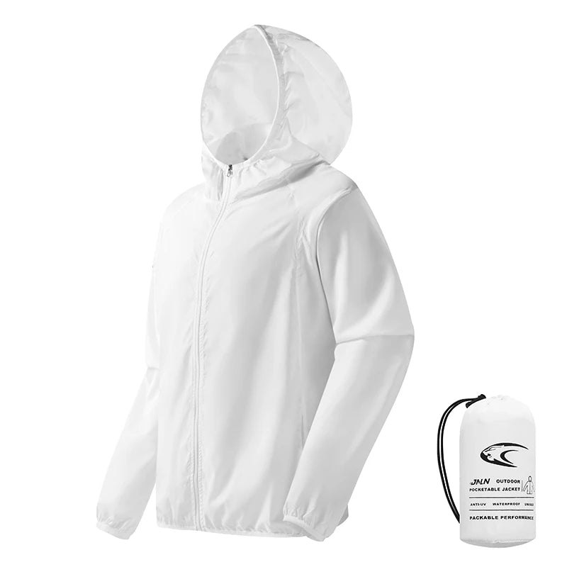 Hooded Long Sleeve Full Zip Outdoor Hiking Jacket with Pockets