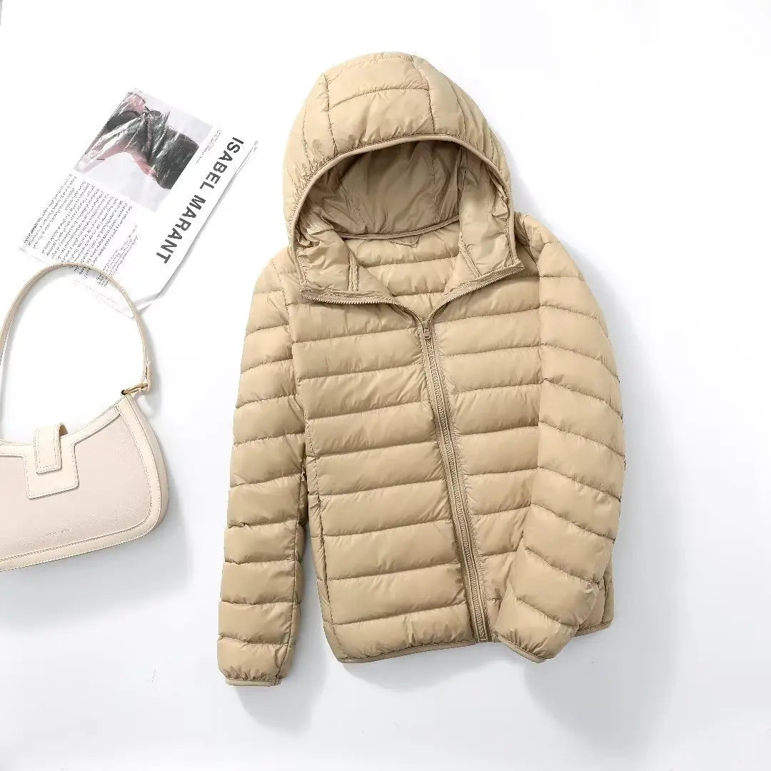 Women's Hooded Quilted Zip Front Jacket for Layered Outfits