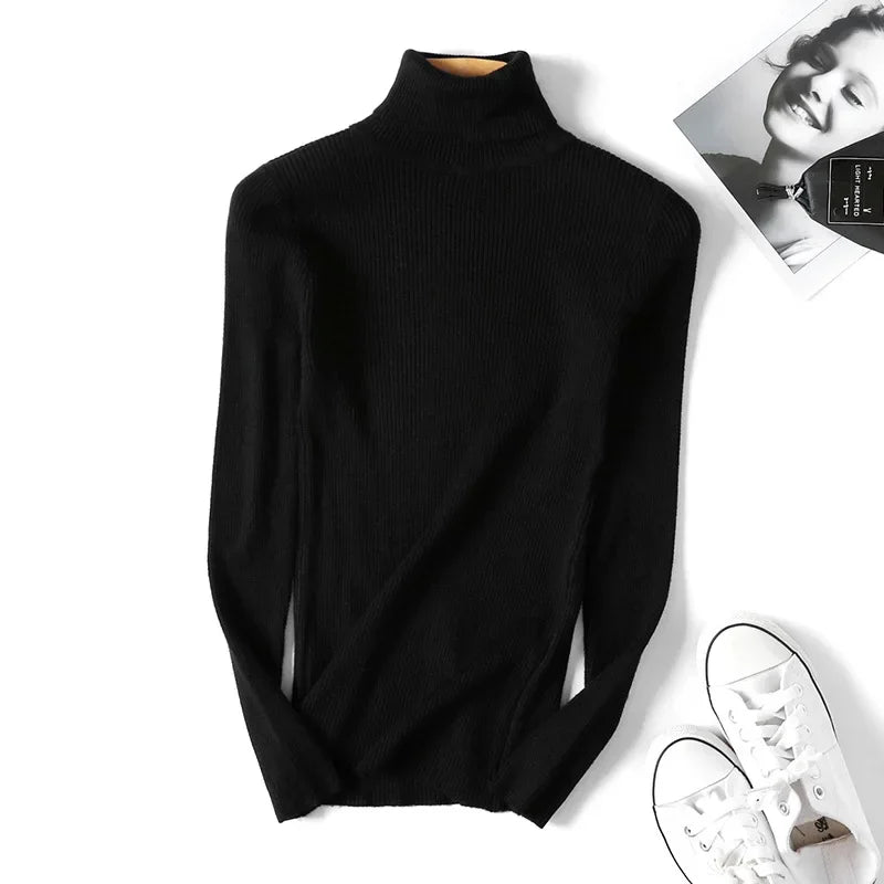 Women's Ribbed Mock Neck Long Sleeve Sweater Casual Knit Layer