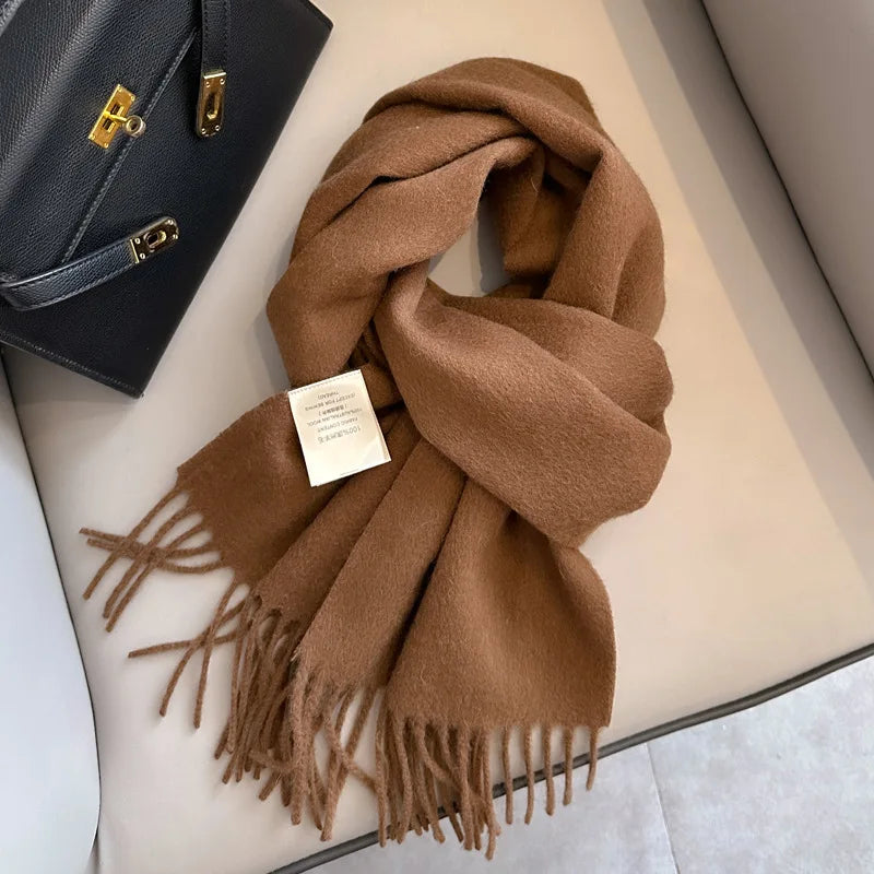 Solid Long Fringed Scarf for Neck and Wrap Styling