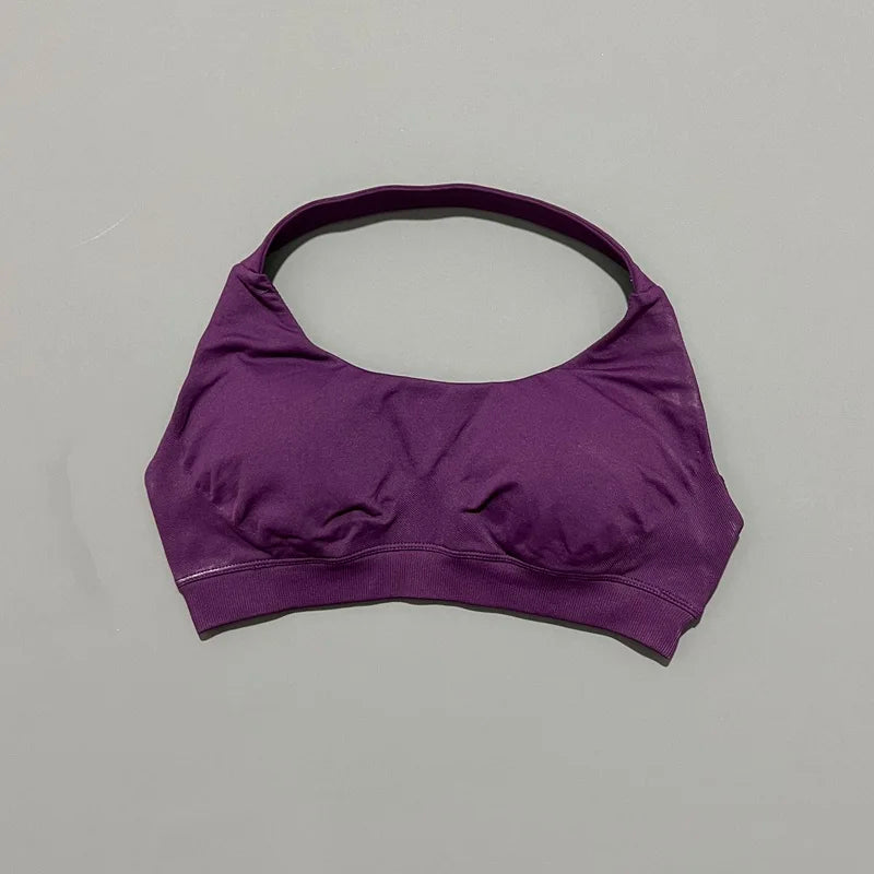 Women's Ruched Halter Neck Sports Bra