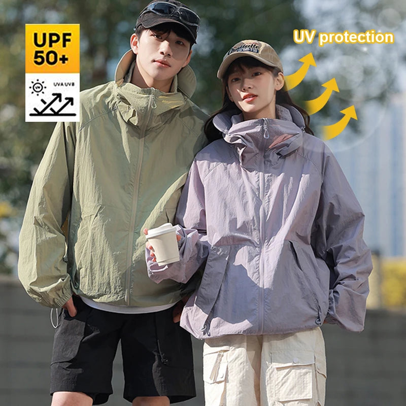 Hooded Long Sleeve Full Zip Outdoor Hiking Jacket with Pockets