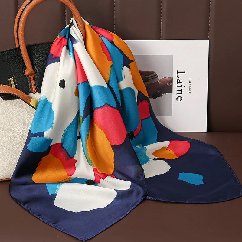 Printed Square Scarf with Floral and Graphic Pattern Options