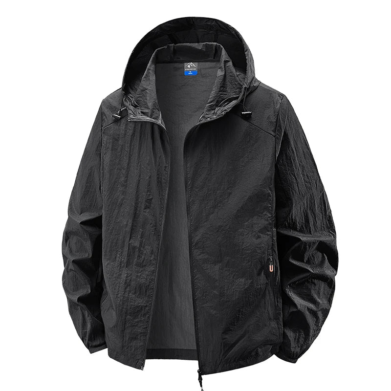 Hooded Long Sleeve Full Zip Outdoor Hiking Jacket with Pockets