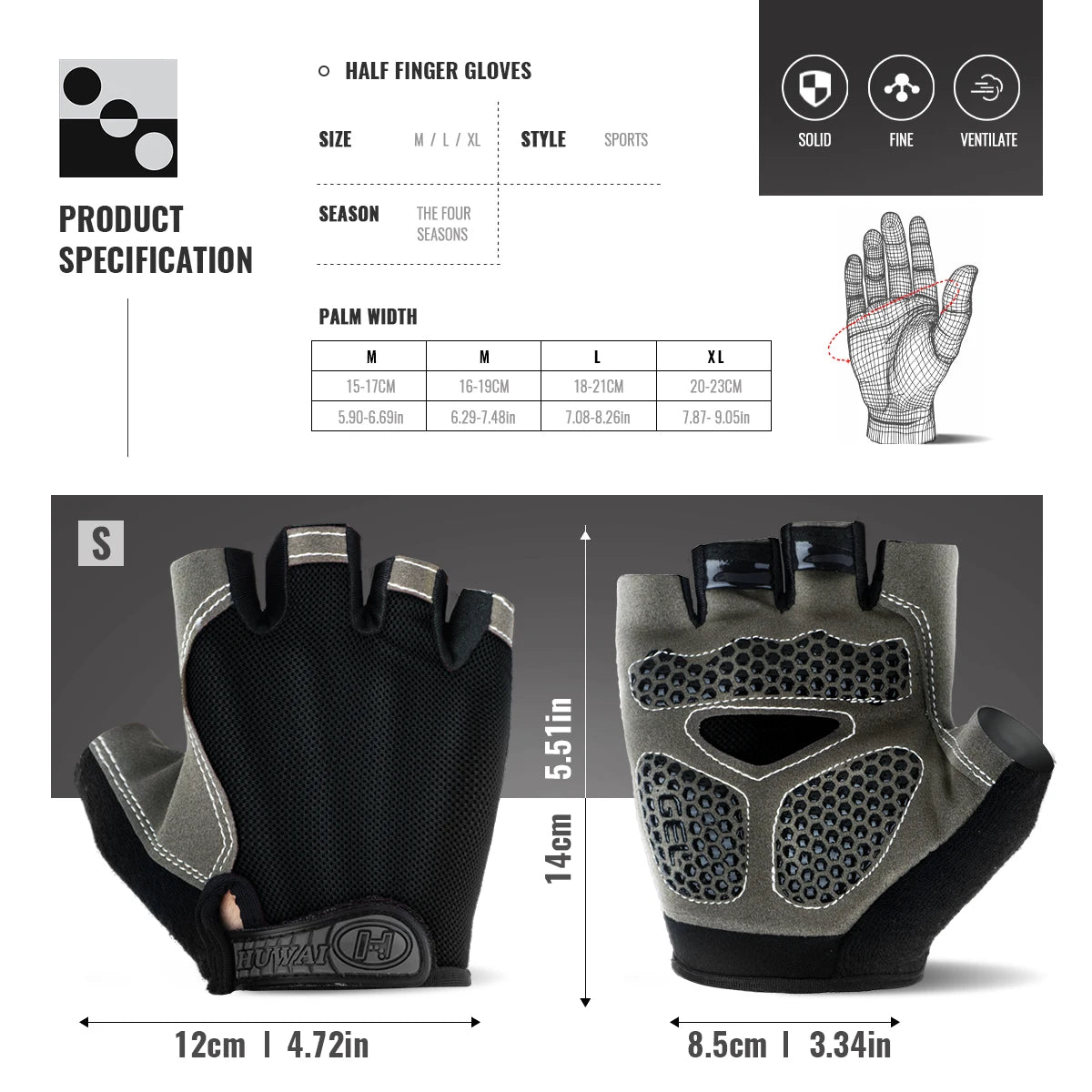 Fingerless Cycling Gloves with Short Cuffs and Palm Panels