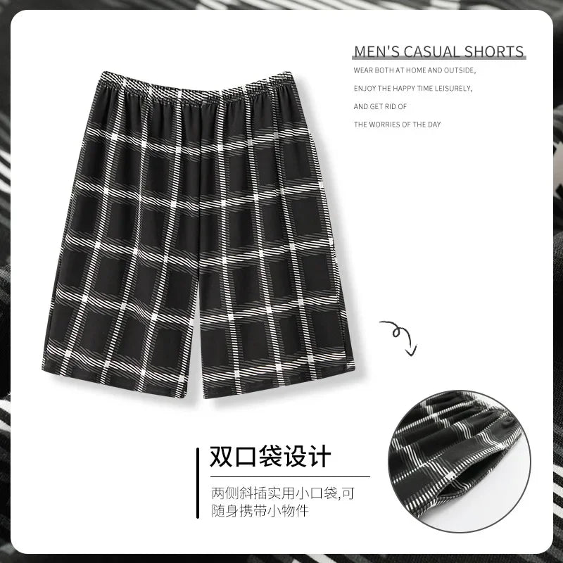 Men's Solid Elastic Waist Pocket Lounge Sleep Shorts with Style Options