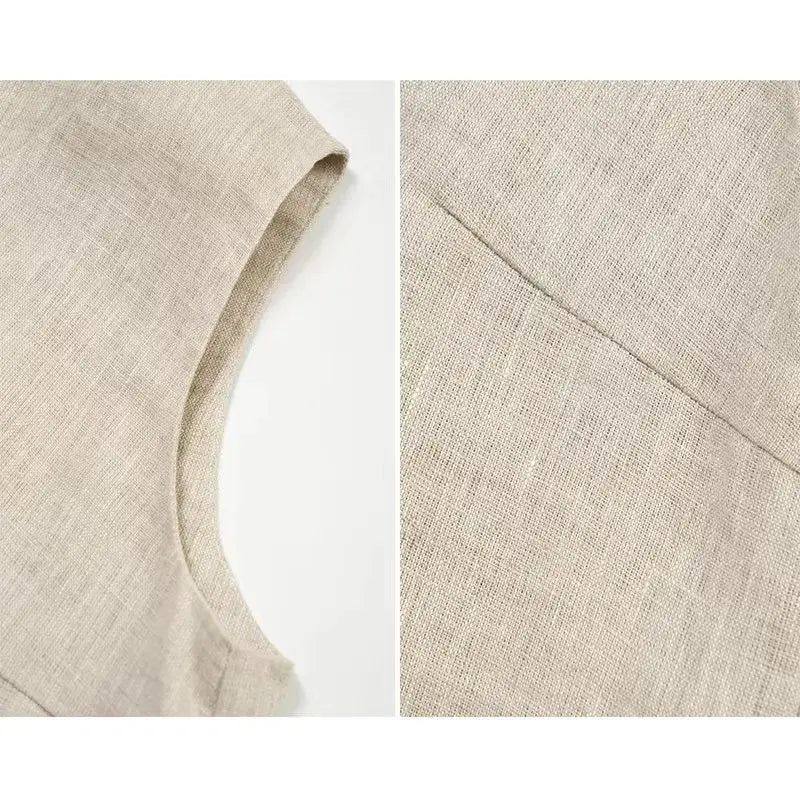 Women's Linen Sleeveless V-Neck Relaxed Tank Top for Casual Summer Everyday Outfits