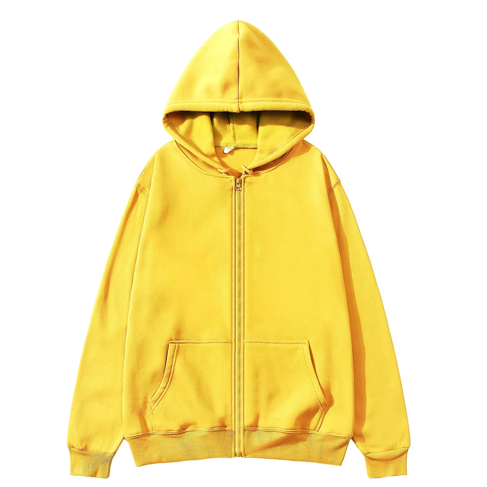 Long Sleeve Full Zip Casual Hooded Sweatshirt for Layering