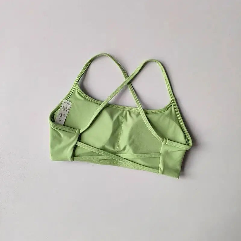 Women's Straight Neck Thin Cross Strap Sports Bra