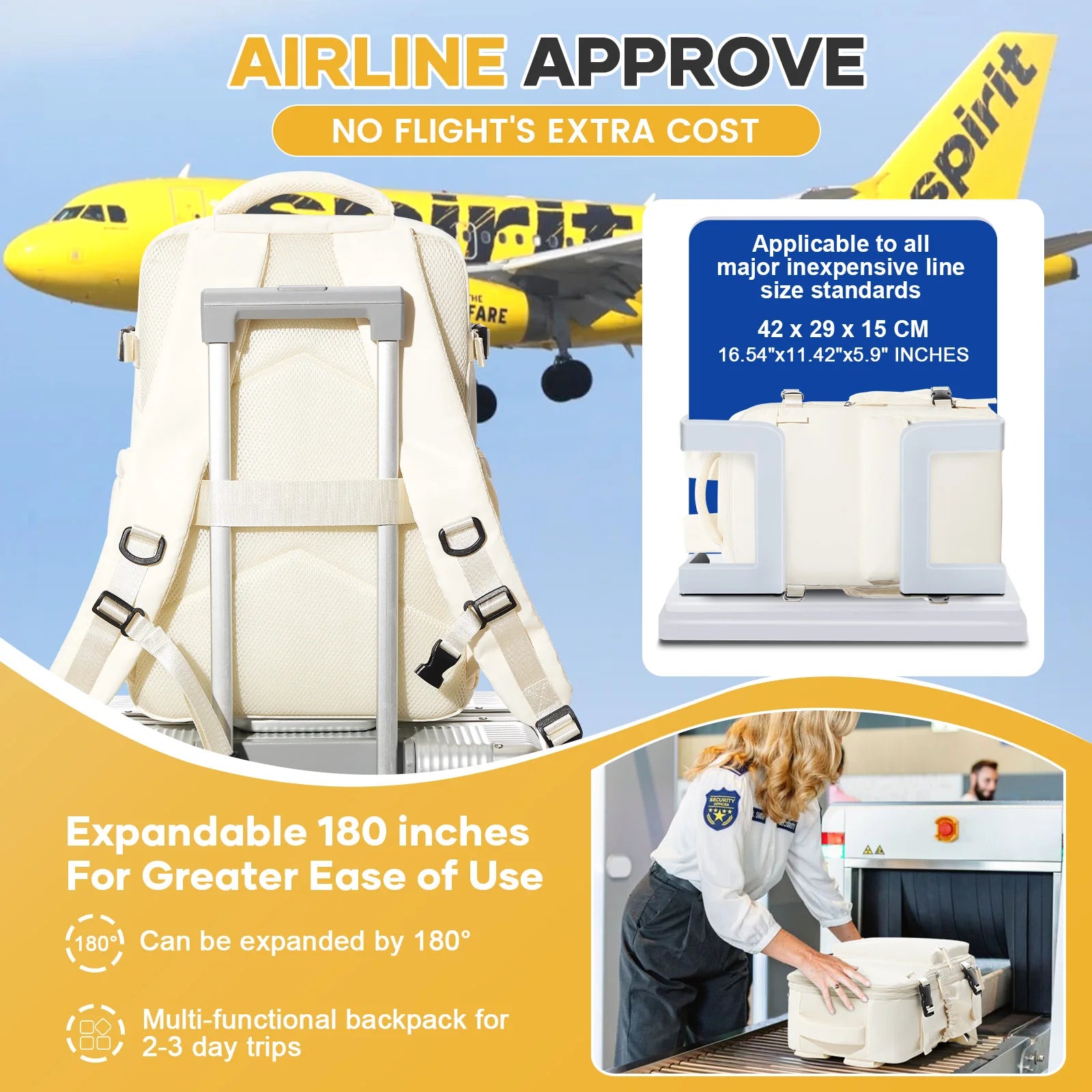 Travel Backpack with Internal Compression Compartment and Pump Option
