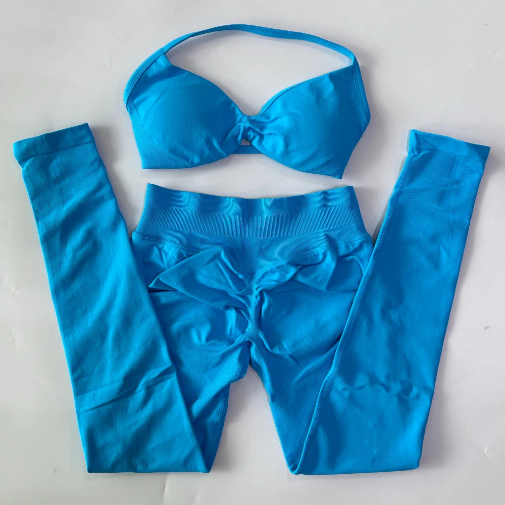 Women's Strappy Bra And Leggings Yoga Set For Workout Outfits