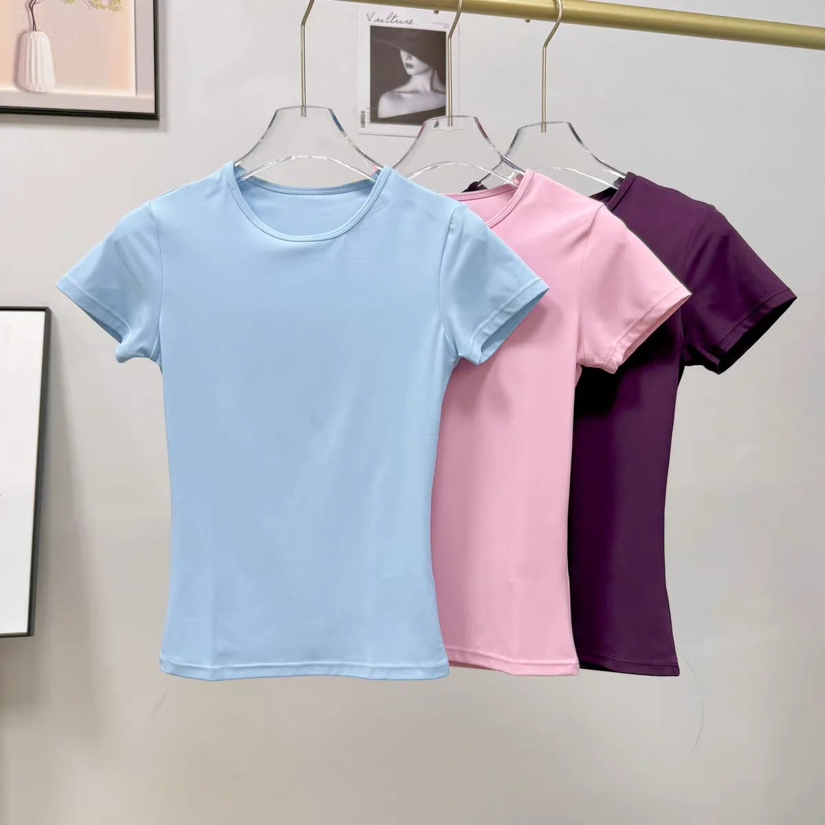 Short Sleeve Fitted Crew Neck Yoga Training T Shirt