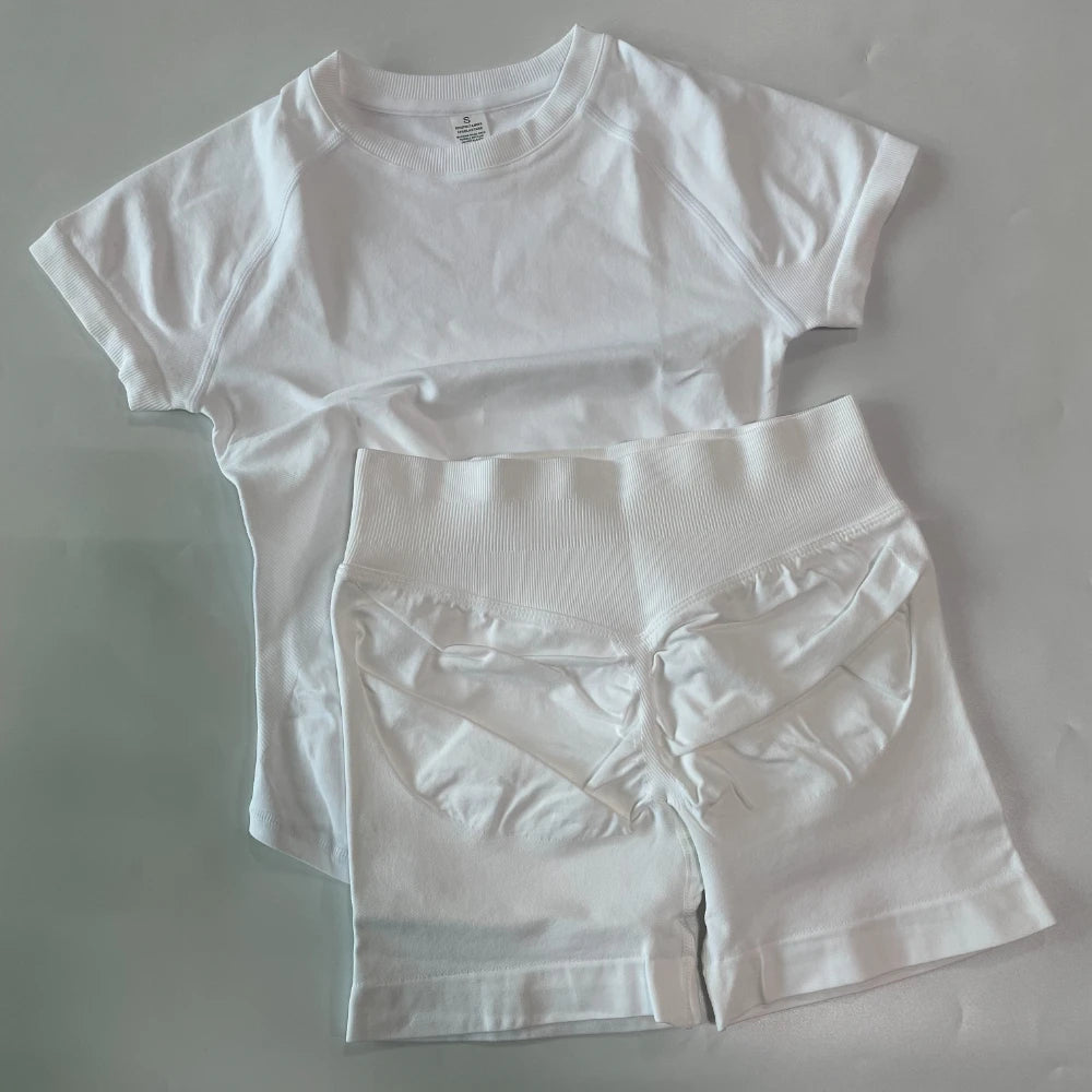 Women's Tee And Shorts Options Yoga Set For Workout Outfits